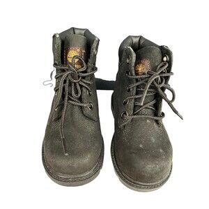 Timberland Boys Black Waterproof Thick Sole Boots US Sz 7 Lace Up Suede Leather